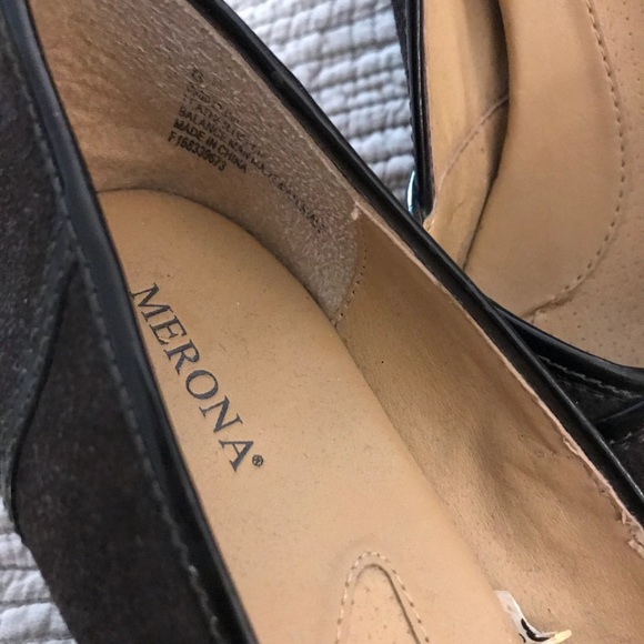 Merona Suede-Finish Brown Peep-Toe Heels - Picture 3 of 8